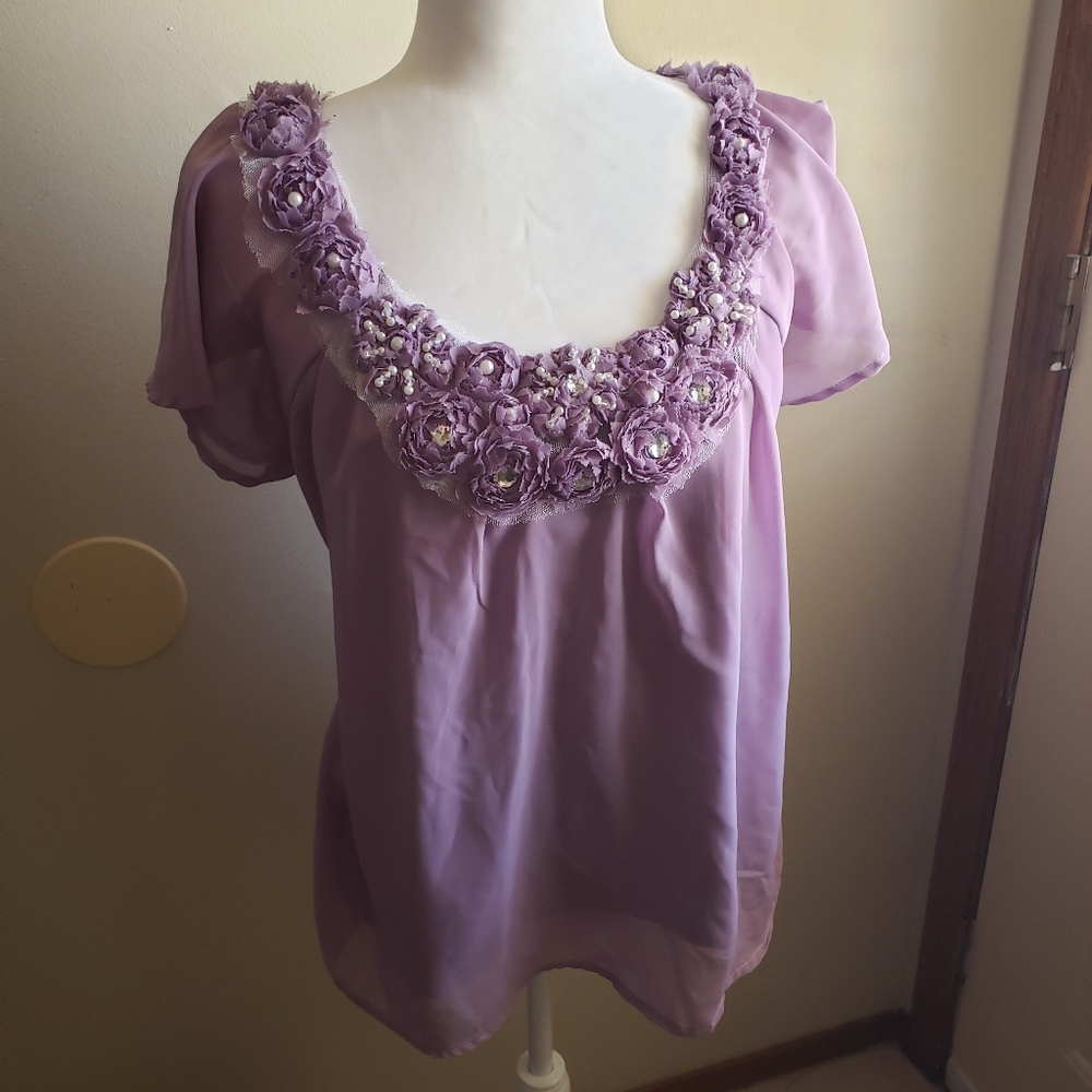 Purple flowy blouse
